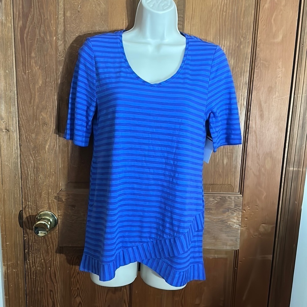 Chico’s Women’s Slub Elbow Sleeve Blue T-Shirt Size XS